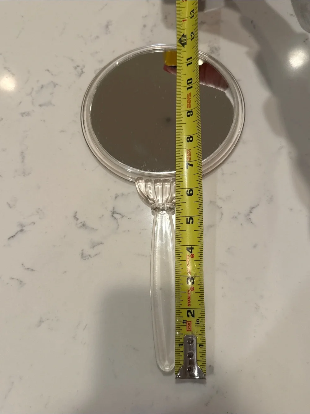 Vintage Art Deco Lucite Hand Mirror Clear Acrylic Vanity Mirror